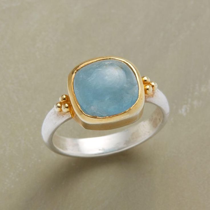 Vintage Blue Stone Gold & Silver Ring-Mialla Jewelry