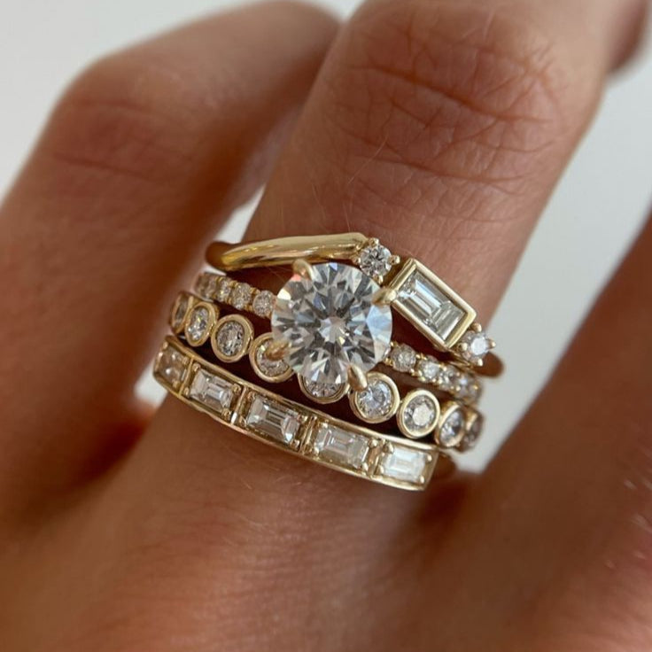 Vintage Modern Engagement Ring Set-Mialla Jewelry