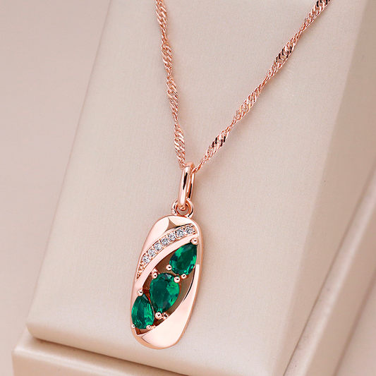 Green Crystal Necklace in Gold-Mialla Jewelry