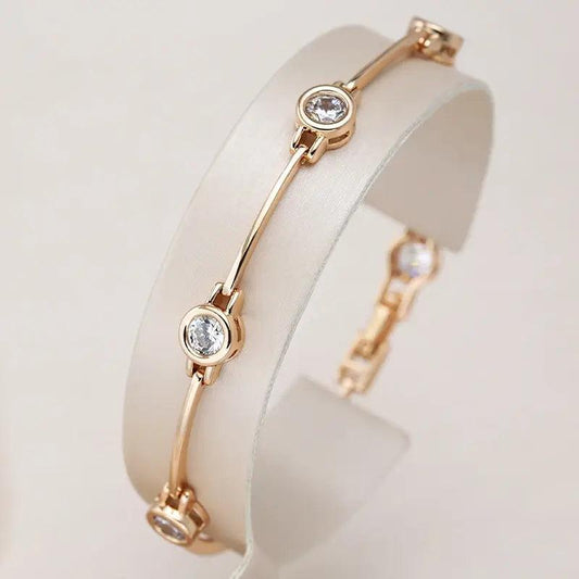 Elegant bracelet with zirconias in gold-Mialla Jewelry