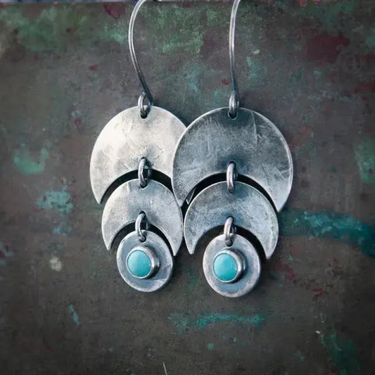 Vintage turquoise earrings in silver-Mialla Jewelry