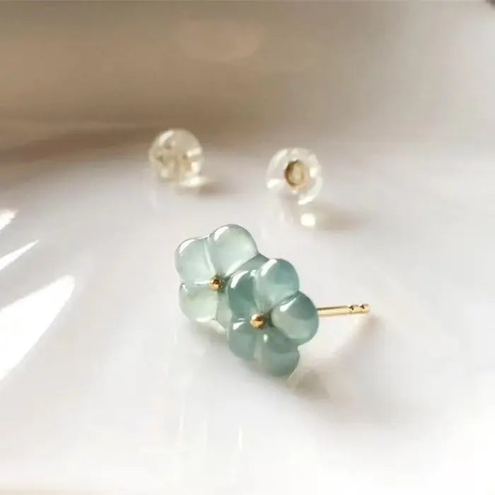 Vintage Turquoise Crystal Flower Earrings-Mialla Jewelry