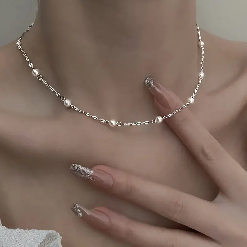 Elegant necklace made of shiny pearls-Mialla Jewelry