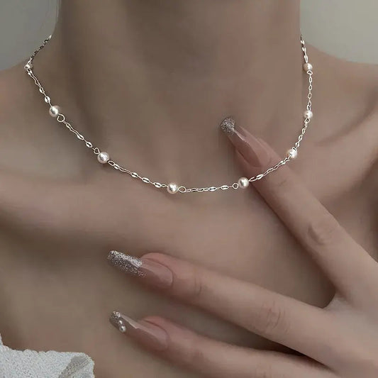 Elegant necklace made of shiny pearls-Mialla Jewelry