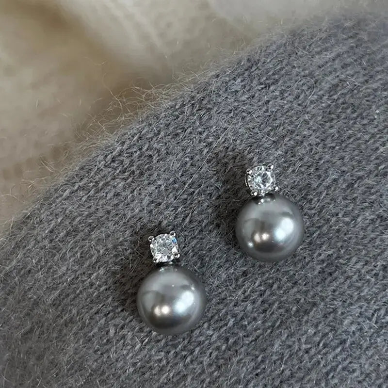 Elegant black pearl zirconia earrings-Mialla Jewelry