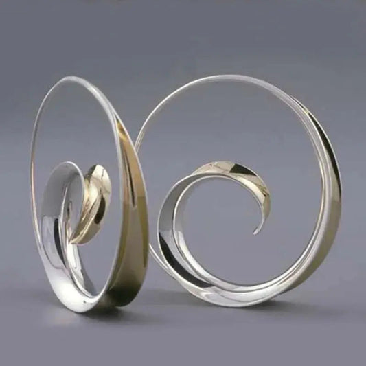 Vintage earrings with spiral waves-Mialla Jewelry