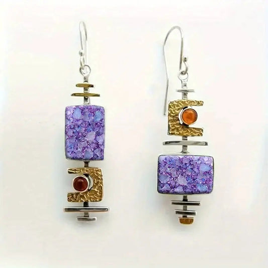 Vintage Lila Stein Old Earrings-Mialla Jewelry