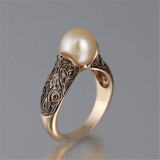 Vintage Gold Pearl Ring-Mialla Jewelry