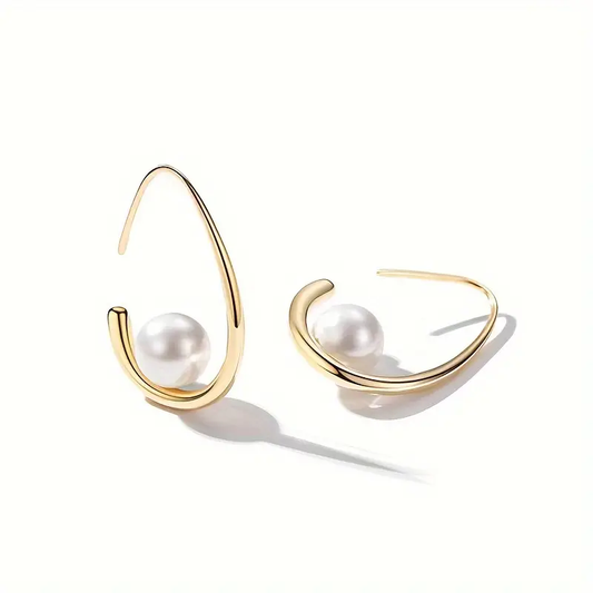 Elegant Pearl and Gold Earrings-Mialla Jewelry