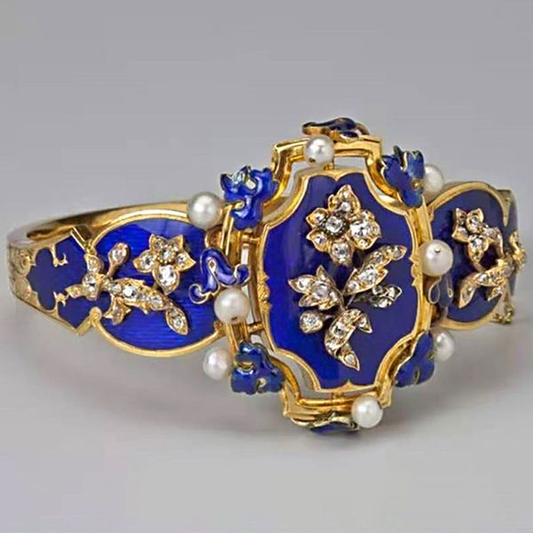 Blue Ring with Vintage Pearls-Mialla Jewelry