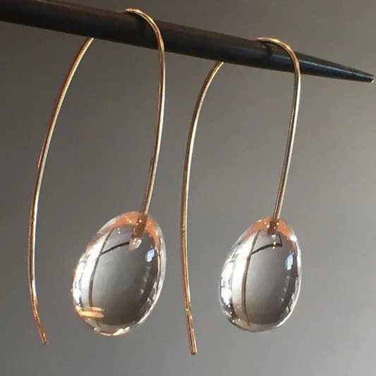 Vintage Grey Crystal Drop Earrings-Mialla Jewelry