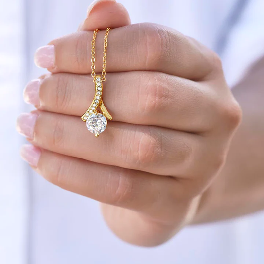 Vintage Golden & Zirconia Necklace-Mialla Jewelry