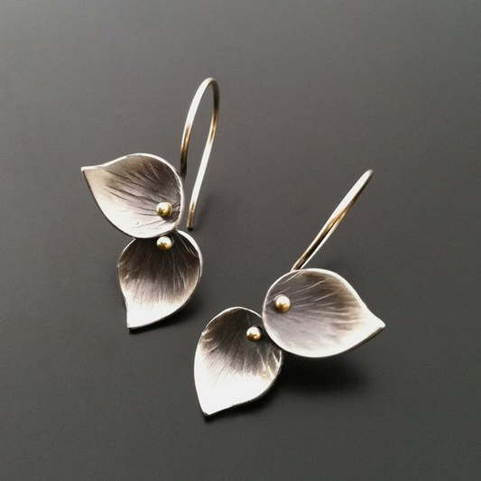 Vintage Silver Leaf Earrings-Mialla Jewelry