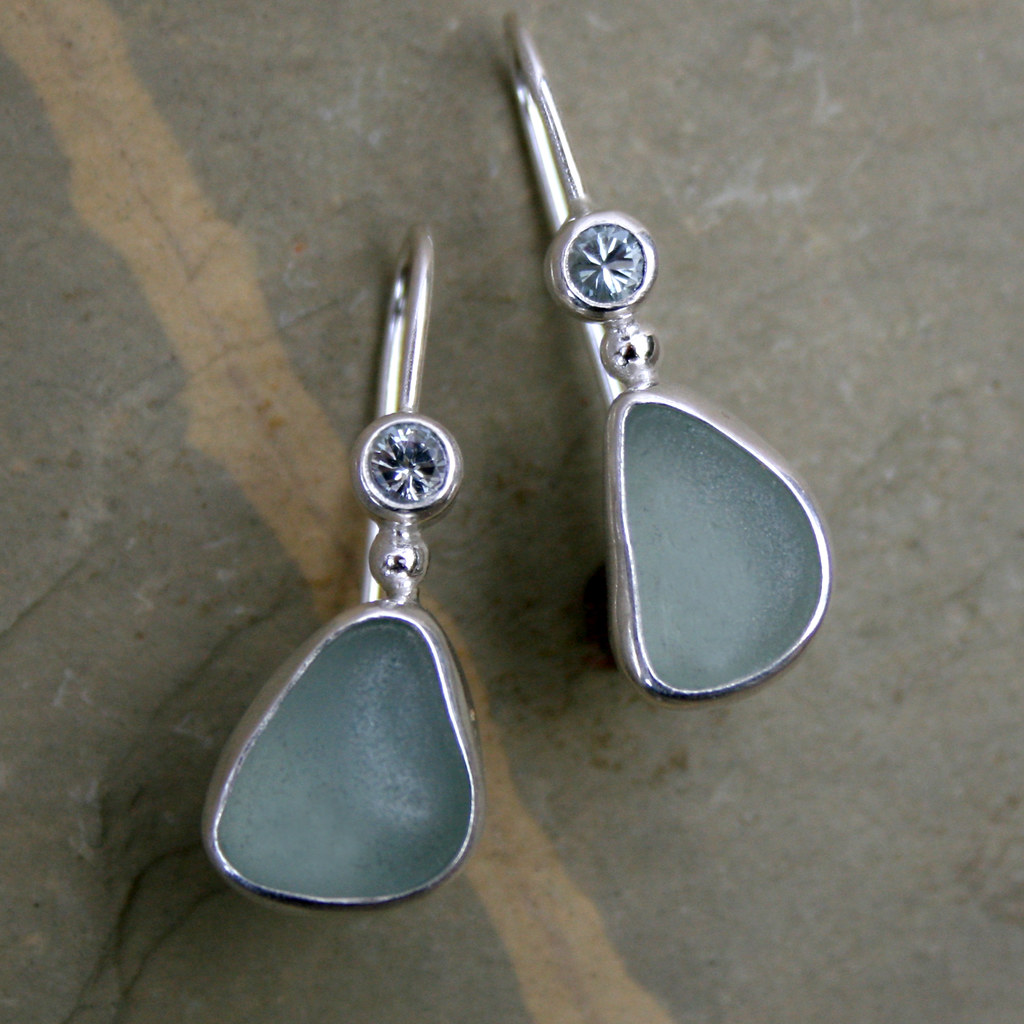 Vintage Green Moonstone Zirconia Earrings-Mialla Jewelry