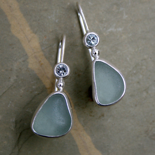 Vintage Green Moonstone Zirconia Earrings-Mialla Jewelry