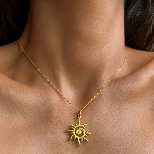 Vintage Golden Sun Necklace-Mialla Jewelry