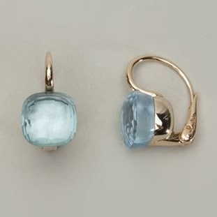 Vintage Blue Inlaid Zirconia Earrings-Mialla Jewelry