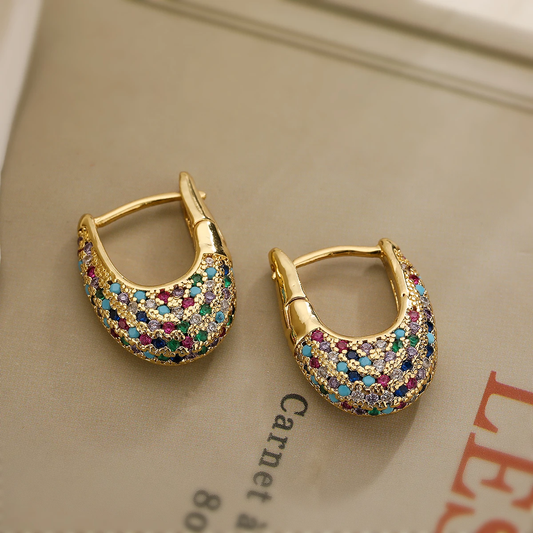 Elegant Colorful Inlaid Crystals Earrings-Mialla Jewelry