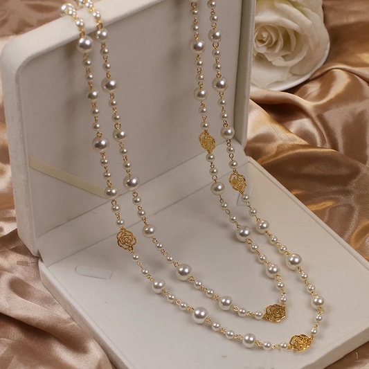 Elegant Gold & Pearl Necklace-Mialla Jewelry