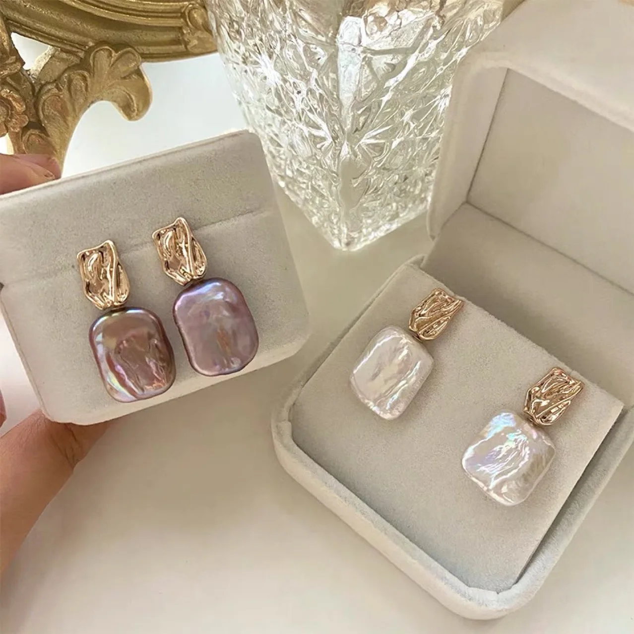Elegant Barroque Pearl Gold Earrings-Mialla Jewelry
