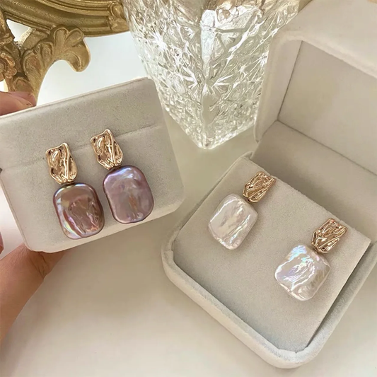 Elegant Barroque Pearl Gold Earrings-Mialla Jewelry