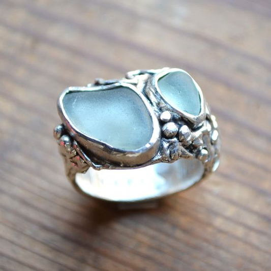 Vintage Natural Inlaid Blue Stone Ring-Mialla Jewelry