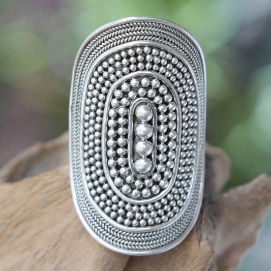 Vintage Coctail Silver Ring-Mialla Jewelry