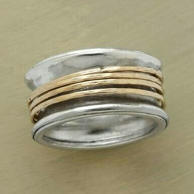 Golden Thread Ring in Vintage Silver-Mialla Jewelry