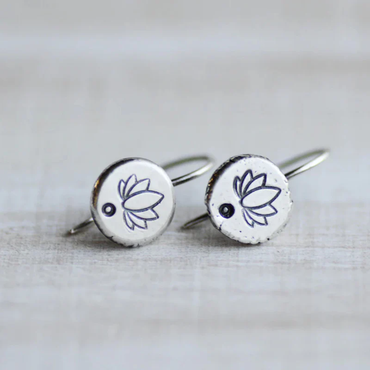 Vintage Small Rounded Silver Earrings-Mialla Jewelry
