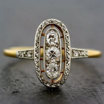 Vintage Bright Glass Gold Ring-Mialla Jewelry