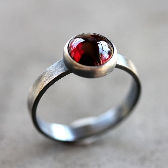 Vintage Red Inlaid Bright Stone Ring-Mialla Jewelry