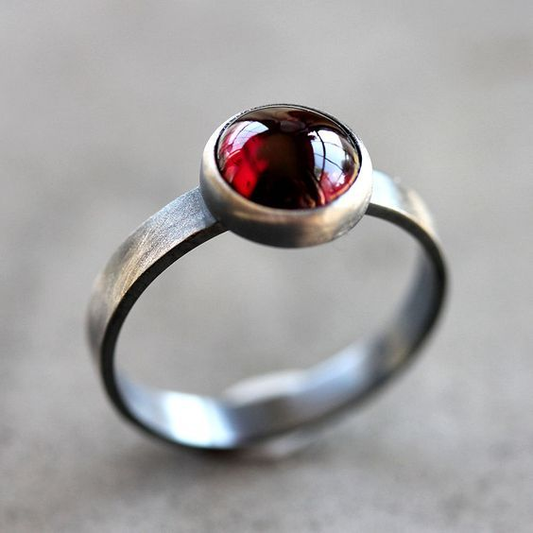 Vintage Red Inlaid Bright Stone Ring-Mialla Jewelry