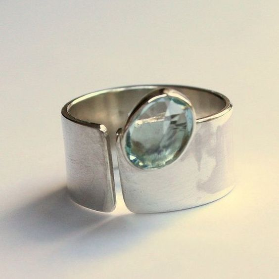 Vintage Green Inlaid Crystal Silver Ring-Mialla Jewelry
