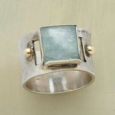 Vintage Green Square Moonstone Ring-Mialla Jewelry
