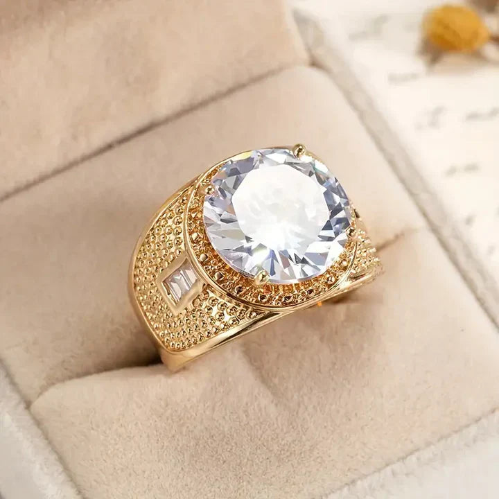 Vintage Gold Glass Ring-Mialla Jewelry