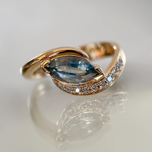 Vintage Elegant Blue Crystal Drop Ring-Mialla Jewelry