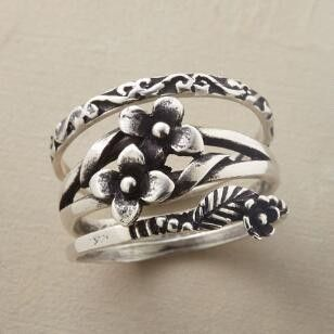 Vintage Silver Flower Layered Ring-Mialla Jewelry