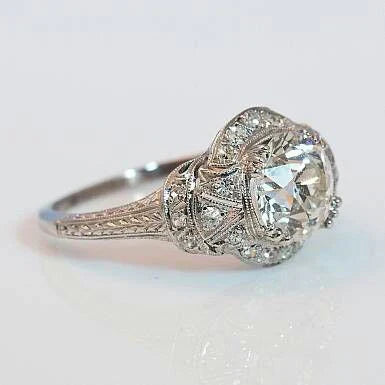 Vintage Silver White Crystal Ring-Mialla Jewelry