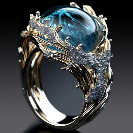 Vintage Ocean Crystal Ring-Mialla Jewelry