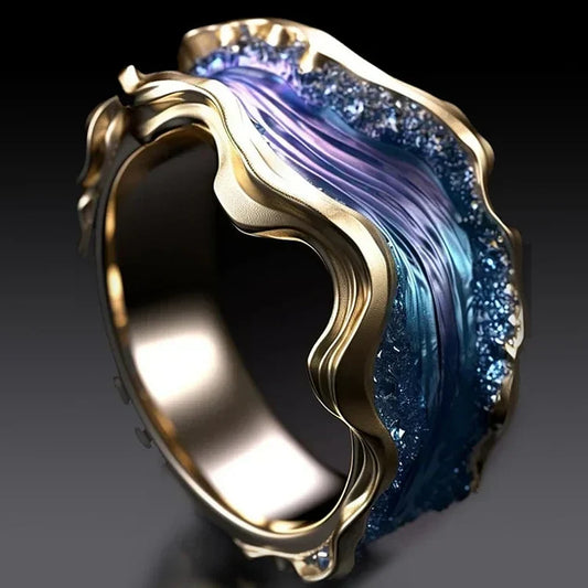 Vintage Golden Ocean Ring-Mialla Jewelry