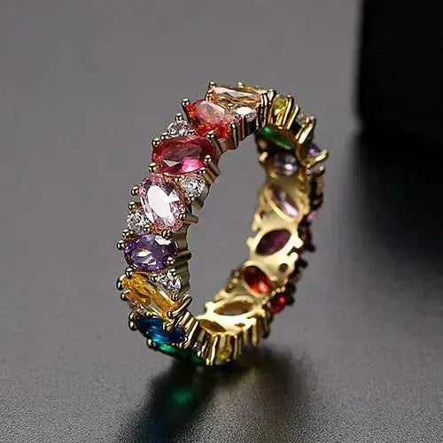 Vintage Multicolor Zirconia Ring-Mialla Jewelry