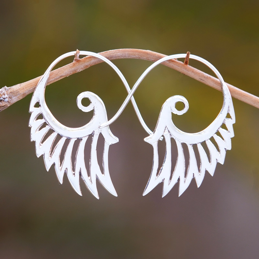 Vintage Silver Wings Earrings-Mialla Jewelry