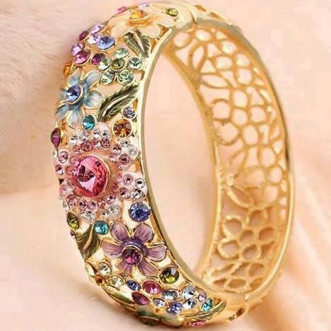 Vintage Golden Colorful Crystal Hollow Ring-Mialla Jewelry