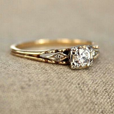 Vintage Zirconia Fine Gold Ring-Mialla Jewelry