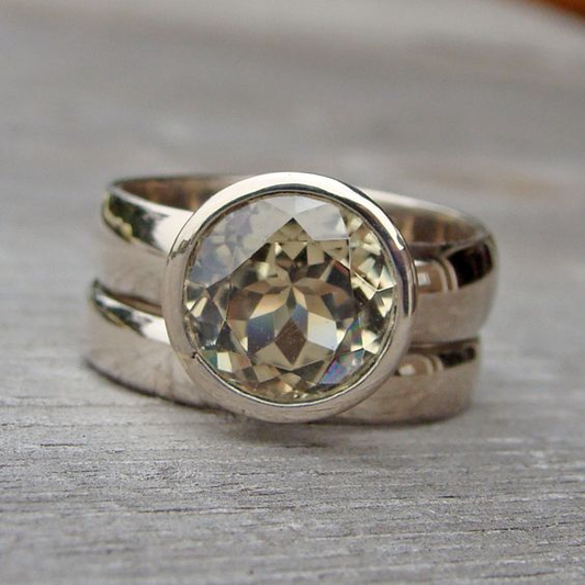 Vintage Glass Silver Ring-Mialla Jewelry