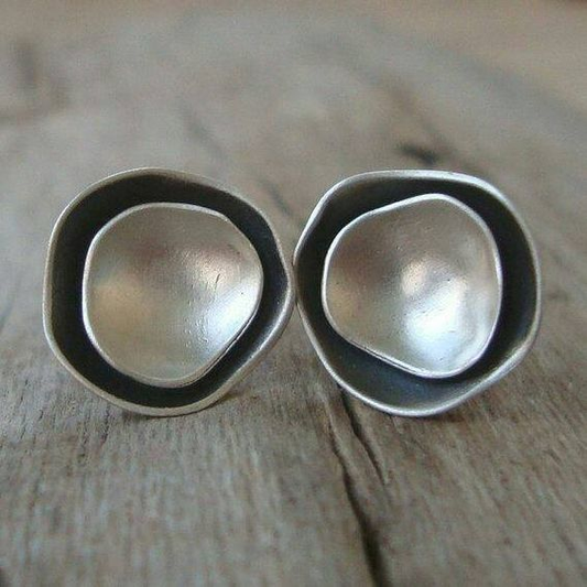 Vintage Silver Dot Earrings-Mialla Jewelry