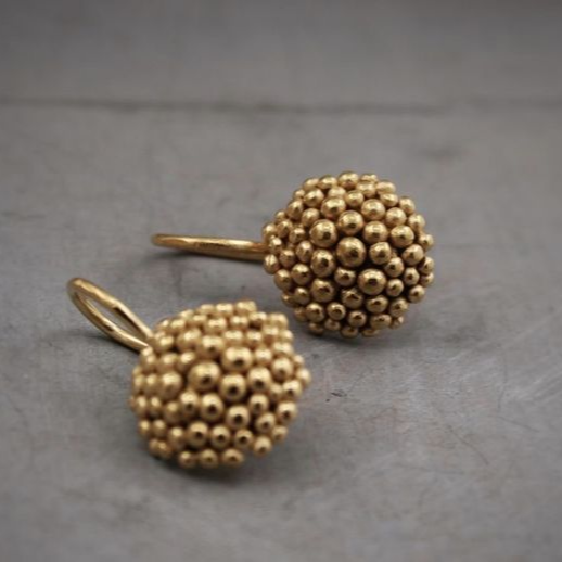 Vintage Golden Pearl Rounded Earrings-Mialla Jewelry