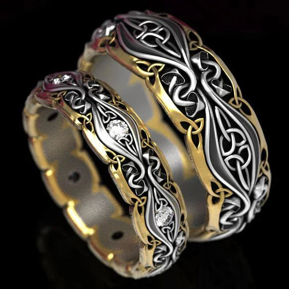 Vintage Couple Gold & Silver Ring-Mialla Jewelry