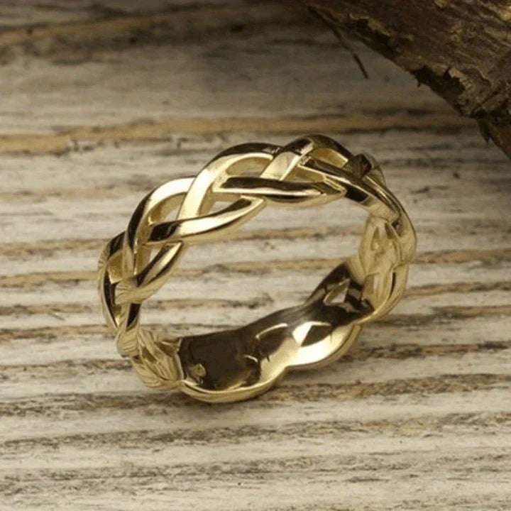 Vintage Golden Braided Ring-Mialla Jewelry