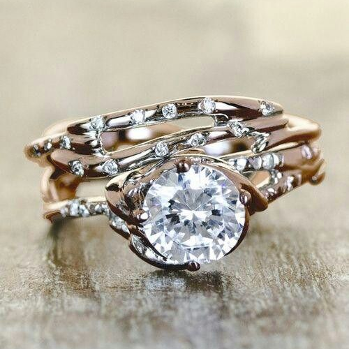 Vintage Golden Branch Zirconia Ring-Mialla Jewelry